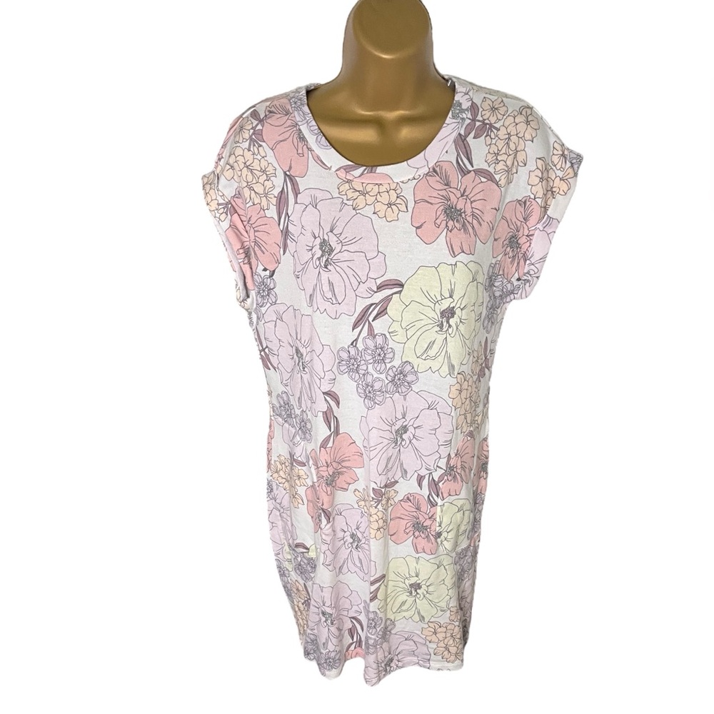 Andrée by Unit Sweatshirt Dress Lightweight Floral Print Pastel Multicolor M